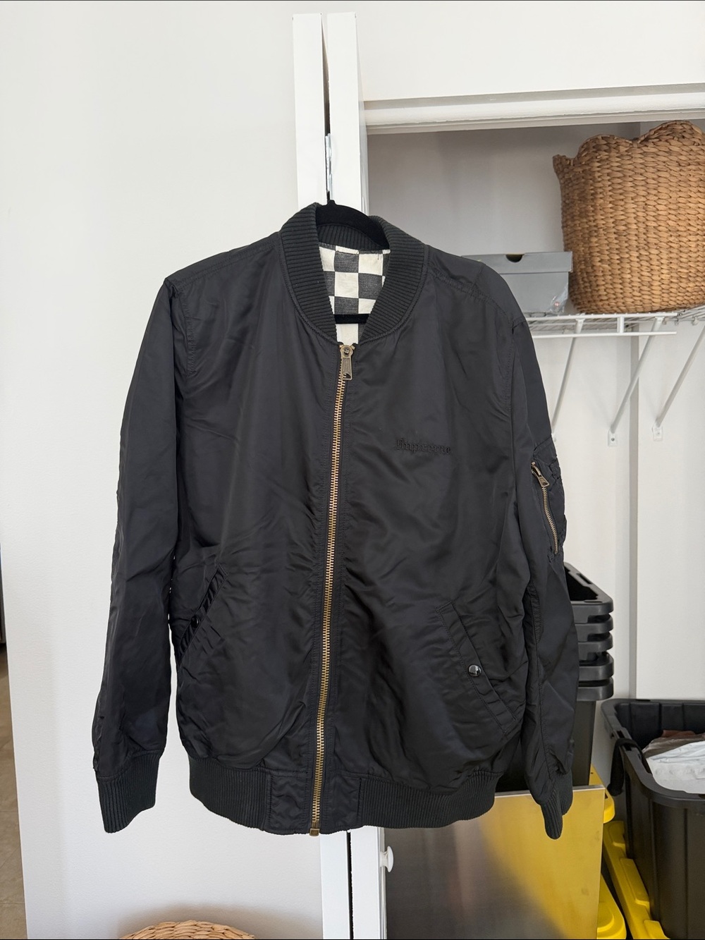 Men's Supreme Reversible Black Bomber Jacket